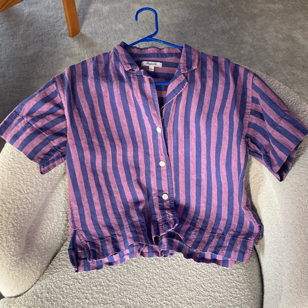 Madewell striped 100% linen top-size small